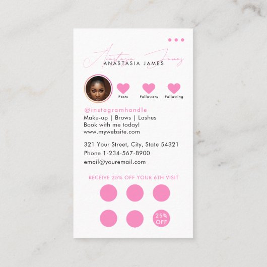 Loyaliteit QR-code voor kleine bedrijven Girly Visitekaartje (Achterkant)