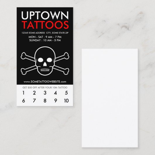 loyaliteit van de tattoos klantenkaartje (Voorkant / Achterkant)