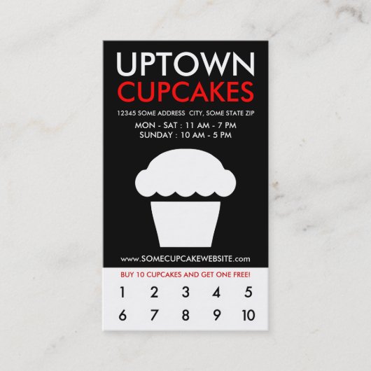 loyaliteit van de uptown cupcakes klantenkaartje (Voorkant)