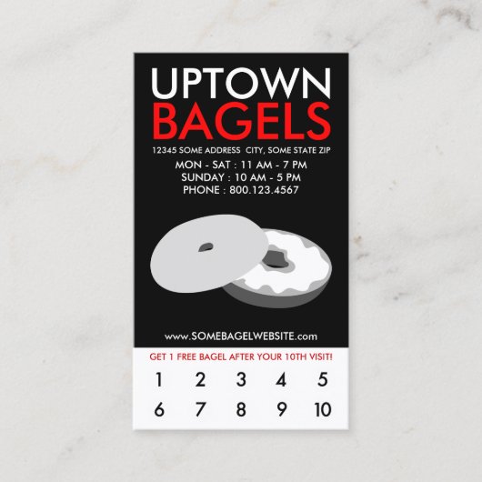 loyaliteit van het uptown bagels klantenkaartje (Voorkant)