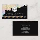 Loyaliteitskaart Bijen honingraat op zwart Visitekaartje (Voorkant / Achterkant)