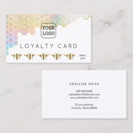 Loyaliteitskaart Bijen Honingraat Visitekaartje (Voorkant / Achterkant)