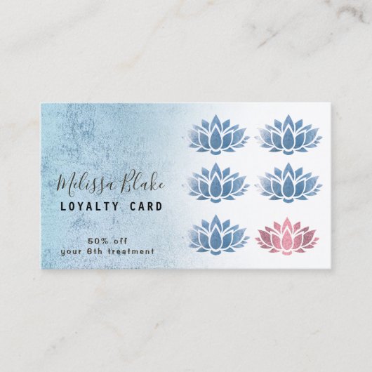 Loyaliteitskaart Faux Blue folie Lotus logo Visitekaartje (Voorkant)