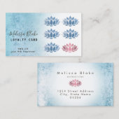 Loyaliteitskaart Faux Blue folie Lotus logo Visitekaartje (Voorkant / Achterkant)