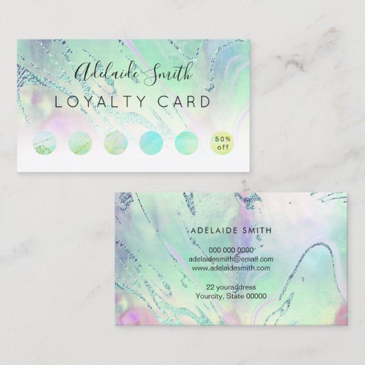 loyaliteitskaart FAUX holografisch effect groene v Visitekaartje (Voorkant / Achterkant)