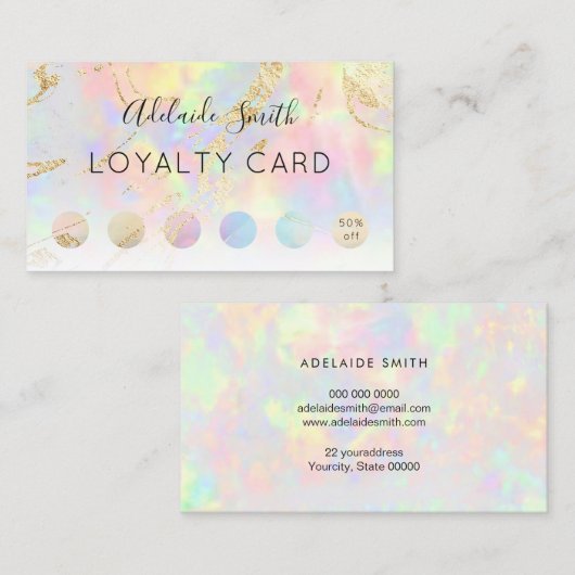 Loyaliteitskaart Faux Iridescent Opal Visitekaartje (Voorkant / Achterkant)