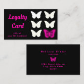 Loyaliteitskaart Neon Pink Butterfly Visitekaartje (Voorkant / Achterkant)