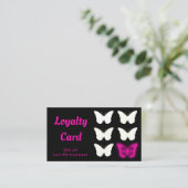 Loyaliteitskaart Neon Pink Butterfly Visitekaartje (Staand voorkant)