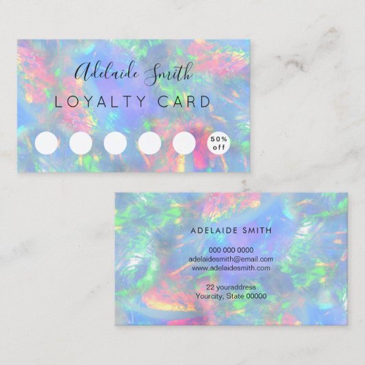 Loyaliteitskaart opaal edelsteen effect visitekaartje (Voorkant / Achterkant)