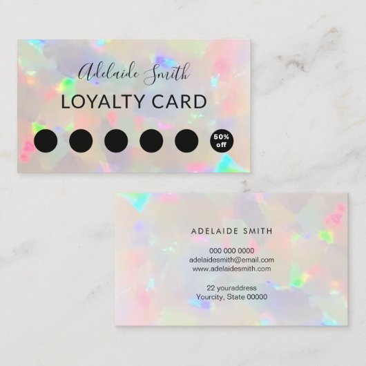 Loyaliteitskaart opaal edelsteen visitekaartje (Voorkant / Achterkant)