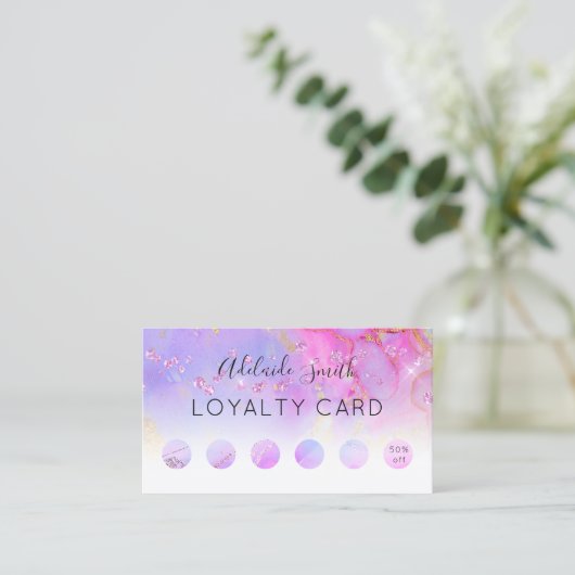 Loyaliteitskaart paarse tinten visitekaartje (Staand voorkant)