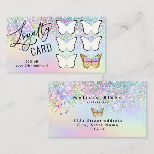 Loyaliteitskaart pastel vlinder visitekaartje (Voorkant / Achterkant)