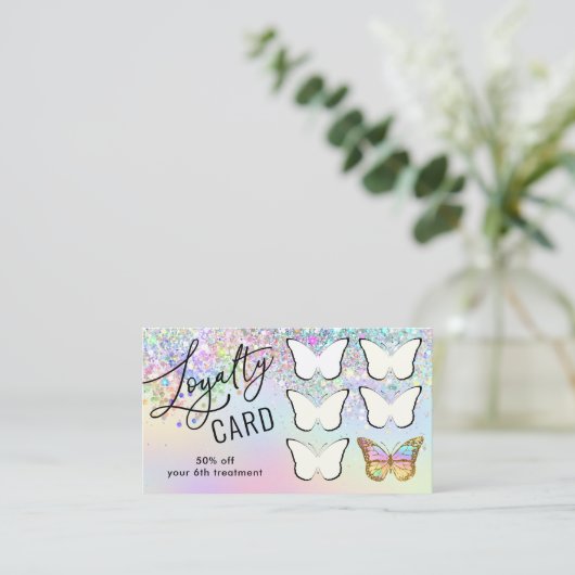 Loyaliteitskaart pastel vlinder visitekaartje (Staand voorkant)