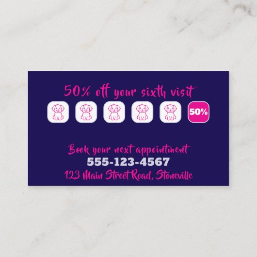 Loyaliteitskaart Pet Care verzorgingsservice Visitekaartje (Achterkant)