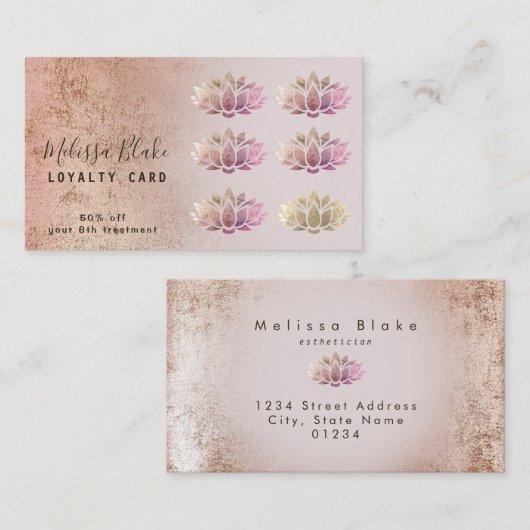 Loyaliteitskaart roos Goud folie Lotus logo Visitekaartje (Voorkant / Achterkant)