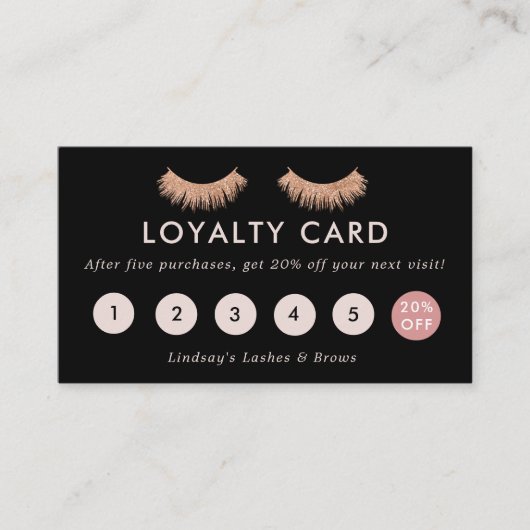 Loyaliteitskaart Wimpers Visagist Rose Goud Klantenkaartje (Voorkant)