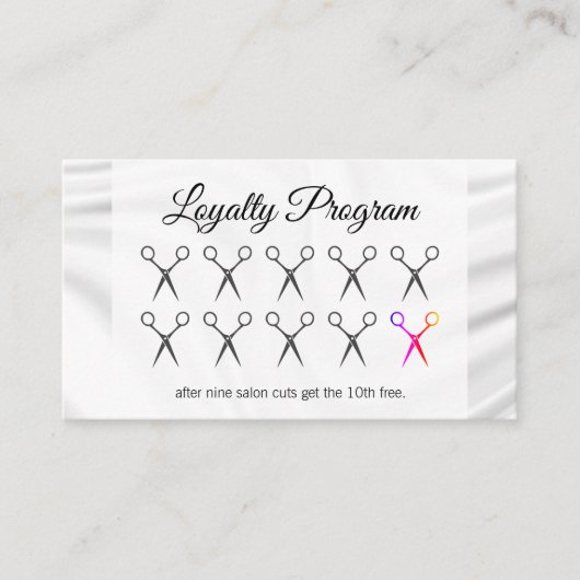 Loyaliteitsprogramma / zijden draperie / styliste klantenkaartje (Voorkant)