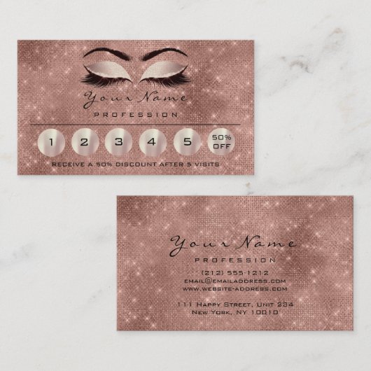 Loyality 6 Makeup Eyebrow Eyes Lashes Roos Spark Visitekaartje (Voorkant / Achterkant)