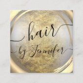 Loyality 6 Punts Hair Lash Makeup Gold Grey Vierkante Visitekaartje (Voorkant)