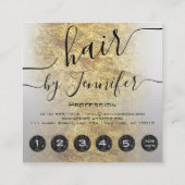 Loyality 6 Punts Hair Lash Makeup Gold Grey Vierkante Visitekaartje (Achterkant)