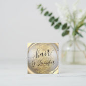 Loyality 6 Punts Hair Lash Makeup Gold Grey Vierkante Visitekaartje (Staand voorkant)