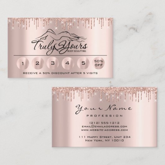 Loyaliy 6 Body Sclupting Drives Roos Logo Visitekaartje (Voorkant / Achterkant)