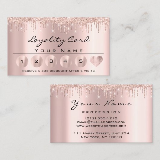 Loyaliy 6 Esthetician MAKEUP Roos Pink Heart Lash Visitekaartje (Voorkant / Achterkant)