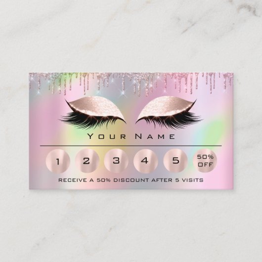 Loyaliy 6 Makeup Esthetician Eyelash Roos Holograp Visitekaartje (Voorkant)