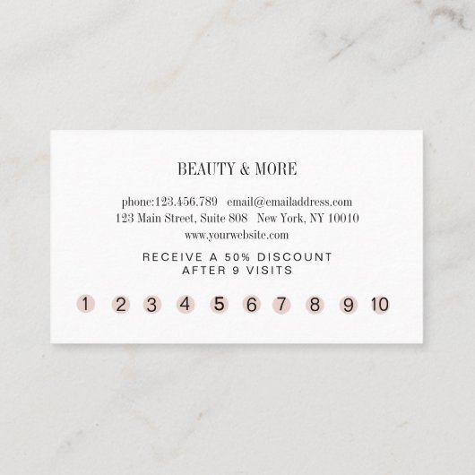 Loyalty 10 Nails Lashes Beauty Visitekaartje (Achterkant)