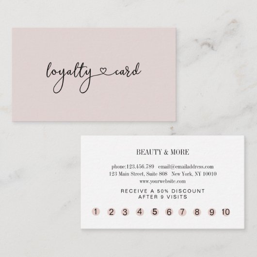 Loyalty 10 Nails Lashes Beauty Visitekaartje (Voorkant / Achterkant)