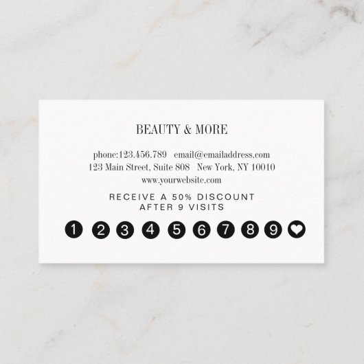 Loyalty 10 Nails Lashes Beauty Visitekaartje (Achterkant)