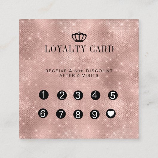 Loyalty 10 Nails Lashes Glitter Vierkante Visitekaartje (Achterkant)
