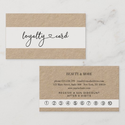 Loyalty 10 Nails Lashes Visitekaartje Visitenkarte (Voorkant / Achterkant)