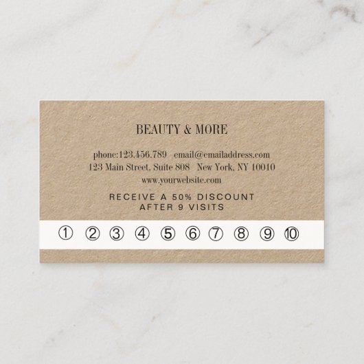 Loyalty 10 Nails Lashes Visitekaartje Visitenkarte (Achterkant)