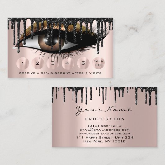Loyalty 6 Makeup Makeup Eyelash Drift Black Gold Visitekaartje (Voorkant / Achterkant)