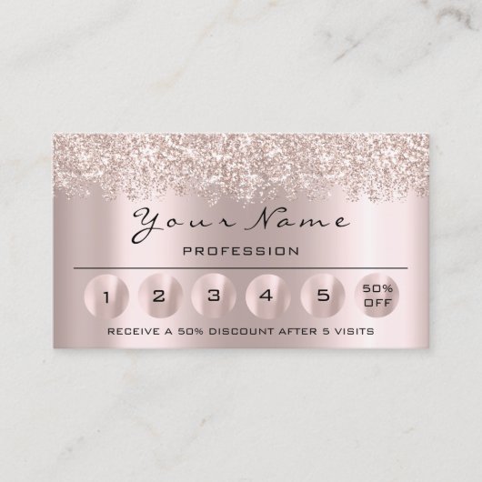 Loyalty 6 Makeup Nails Wax Eyelash Roos grijs Visitekaartje (Voorkant)