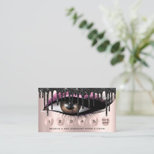 Loyalty 6 Makeup roze Makeup Eyelash Extension Visitekaartje (Staand voorkant)