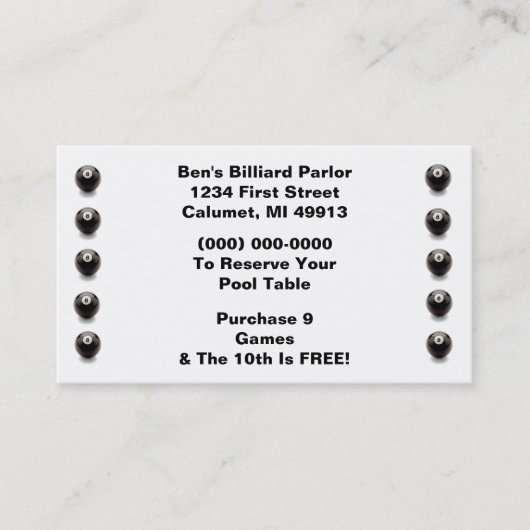 Loyalty Billiard Punch 8 Ball 8-kaart (Voorkant)