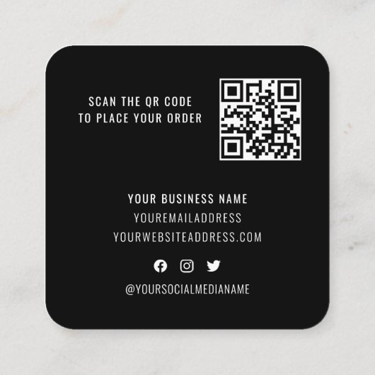 Loyalty Black White Elegant QR Code Business Logo Kortingskaartje (Achterkant)