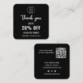 Loyalty Black White Elegant QR Code Business Logo Kortingskaartje (Voorkant / Achterkant)