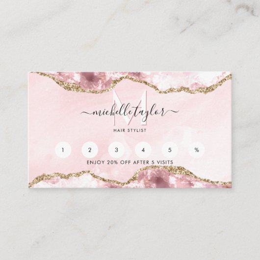 Loyalty Blush Roze Chic Modern Monogram Business C Visitekaartje (Voorkant)