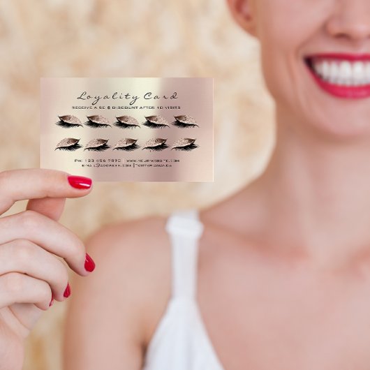Loyalty Card 10 Makeup Lashes Extension Roos Gold
