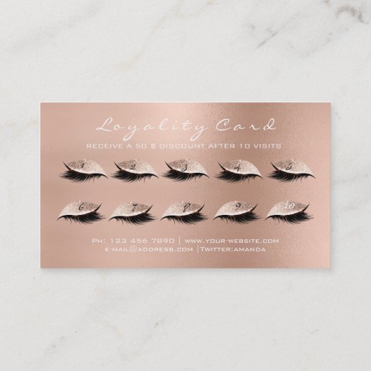 Loyalty Card 10 Makeup Lashes Extension Roos White (Achterkant)