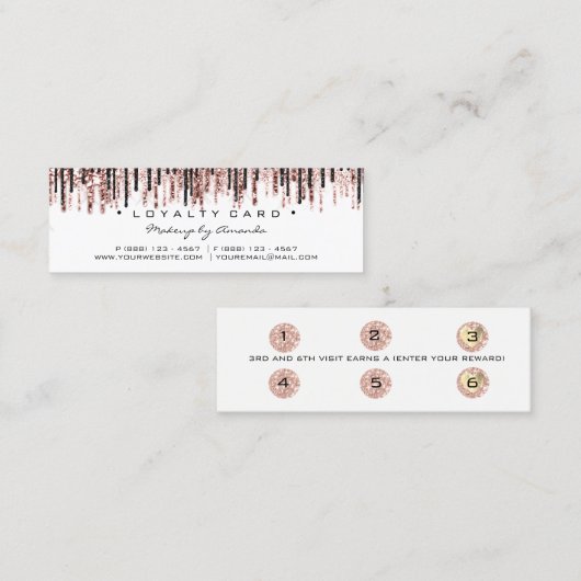 Loyalty Card 6 Punch Makeup Beauty White Small (Voorkant / Achterkant)
