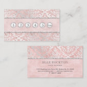 Loyalty Card Blue Pink Glimmer Damask Silver Visitekaartje (Voorkant / Achterkant)