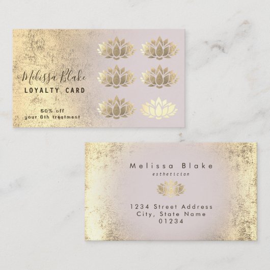 Loyalty Card Faux Gold folie Lotus logo Visitekaartje (Voorkant / Achterkant)
