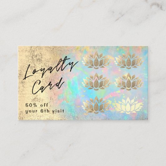 Loyalty Card Faux Gold folie Lotus op Opal Texture Visitekaartje (Voorkant)