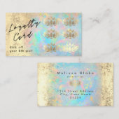 Loyalty Card Faux Gold folie Lotus op Opal Texture Visitekaartje (Voorkant / Achterkant)