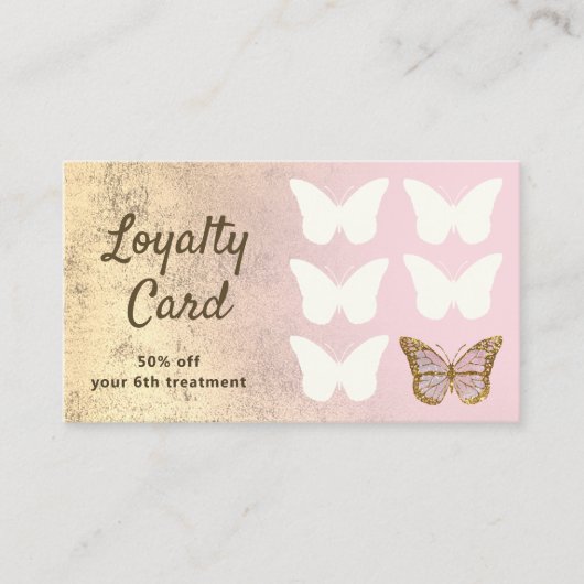 Loyalty Card Faux Gold folie Vlinder Visitekaartje (Voorkant)