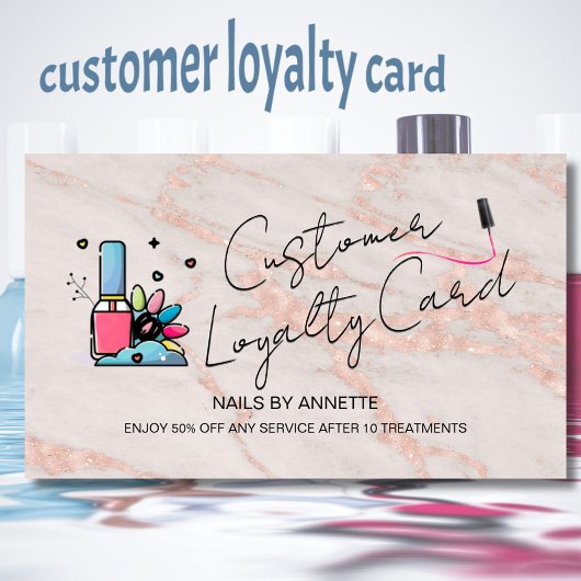 * Loyalty Card Manicurist Nail Tech Rose Gold   Visitekaartje